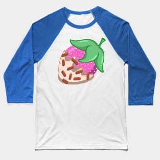 White Chocolate Covered Strawberry with Sprinkles Fresh Berry Fun Dessert Design Baseball T-Shirt